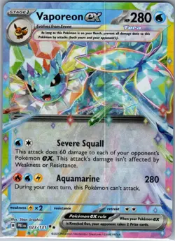 Vaporeon ex 023/131 SV: Prismatic Evolutions - Pokemon Card - NM - Image 1