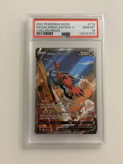 Galarian Zapdos V 174/198 Chilling Reign Alt Art Pokemon TCG - PSA 10 Gem Mint - Image 1