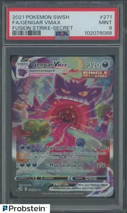 2021 Pokemon SWSH FA Gengar VMAX Fusion Strike Secret #271 PSA 9 - Image 1