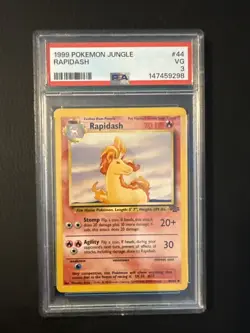 Pokemon Rapidash 44/64 JU Jungle Unlimited PSA 3 - Image 1