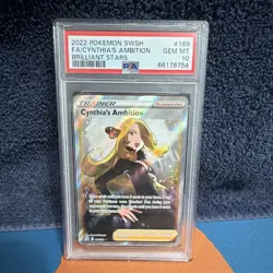 2022 Pokemon TCG Brilliant Stars Cynthia's Ambition 169/172 Full Art Holo PSA 10 - Image 1