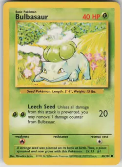 Pokemon TCG Bulbasaur Common Base Set 044/102 - Image 1