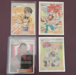 Pokemon Trainer Supporter Full Art Holo Lot (4) Judge, Flannery, Giovanni - Image 1
