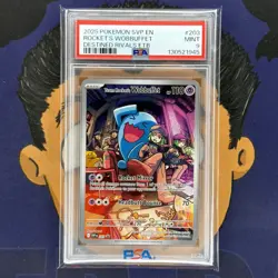 PSA 9 MINT 2025 Pokemon Destined Rivals TEAM ROCKET'S WOBBUFFET #203 ETB Promo - Image 2