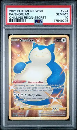 PSA 10 SNORLAX 224/198 FULL ART SECRET CHILLING REIGN POKEMON ✨ - Image 1