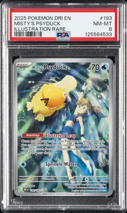 2025 POKEMON DRI EN-DESTINED RIVALS ILLUSTRATION RARE #193 MISTY'S PSYDUCK PSA 8 - Image 1