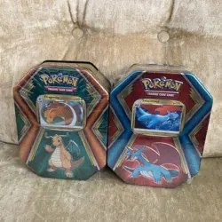 Pokemon TCG Cards Dragonite & Salamence Tins 3 Booster Packs New Sealed 2019 - Image 1