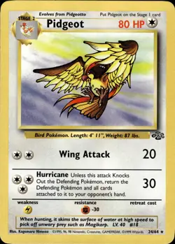 Pokemon TCG Card WOTC Vintage Wizards Pidgeot (24) 24/64 Jungle 24/64 - Image 1