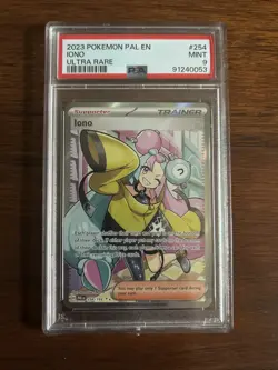 Iono Pokemon TCG Paldea Evolved Holo Ultra Rare Full Art Card 254/193 PSA 9 - Image 1