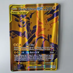 Pokemon Pikachu and Zekrom TCG Gold GX Promo Card SM248 Jumbo *FREE RANDOM CARDS - Image 1