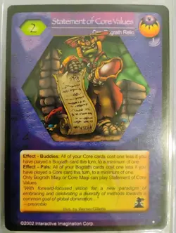Magi-Nation Duel Statement of Core Values Core/Bograth Relic Card 2002 English - Image 1