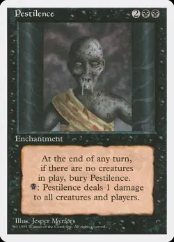 Pestilence 152 4ED Black Enchantment Jesper Myrfors MTG 1995 - Image 1