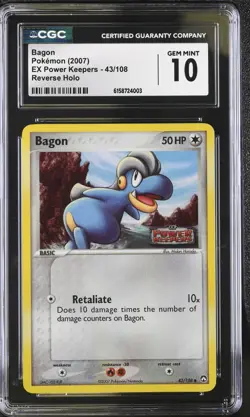 Pokemon Bagon 43/108 Reverse Holo EX Power Keepers - CGC 10 - Image 1