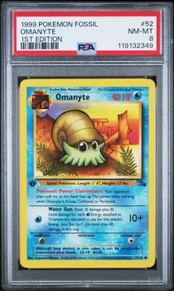 Omanyte 1st Edition 1999 Pokemon Fossil #52 WOTC PSA 8 - Image 1