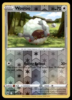 Wooloo 121/159 Common Crown Zenith Pokemon Reverse Holo Near Mint - Image 1
