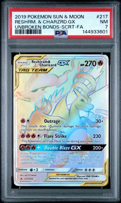 2019 Pokemon Sun & Moon Reshiram & Charizard GX Unbroken Bonds- SCRT-FA - Image 1