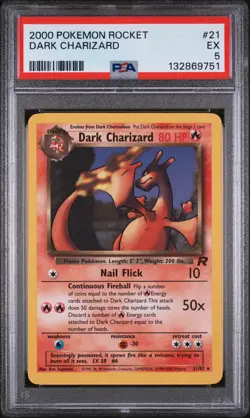 2000 POKEMON ROCKET #21 DARK CHARIZARD PSA 5 - Image 1