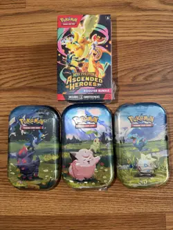 Pokemon TCG Ascended Heroes LOT OF 3 Mini Tin & Booster Bundle New Sealed - Image 1