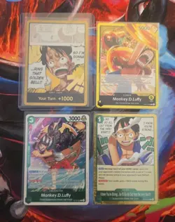 One Piece CCG Luffy Don!! Ring That Golden Bell Holo + 3 (4 total) - Image 1