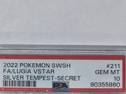 2022 Pokemon SWSH Lugia VSTAR #211 Silver Tempest Card Gem MT PSA 10 - Image 3