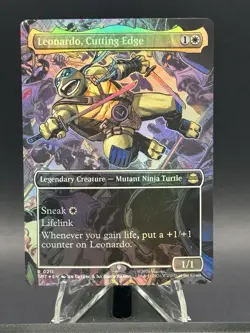 Leonardo, Cutting Edge (Borderless Foil) TMT MTG Ninja Turtles NM R0211 - Image 1