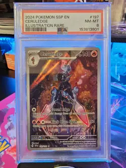 2024 POKEMON SSP EN-SURGING SPARKS ILLUSTRATION RARE #197 CERULEDGE PSA 8 - Image 2
