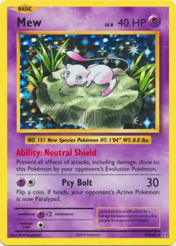 Mew 53/108 Holo Rare Evolutions Pokemon Reverse Holo Heavily Played - Image 1