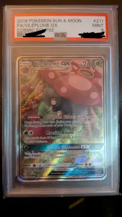 Pokemon Vileplume GX 211/236 Full Art Cosmic Eclipse PSA 9 MINT - Image 1