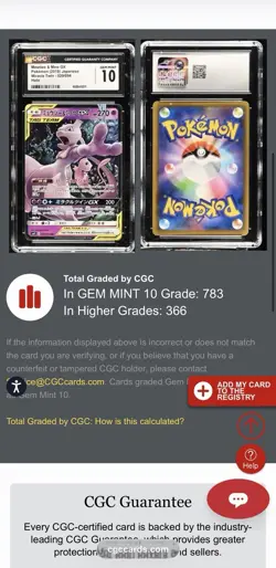 CGC Gem Mint 10 - Mewtwo & Mew GX 029 - JP Miracle Twin Holo Pokemon TAG TEAM - Image 4