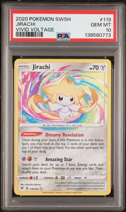 2020 POKEMON SWORD & SHIELD VIVID VOLTAGE #119 JIRACHI PSA 10 - Image 1