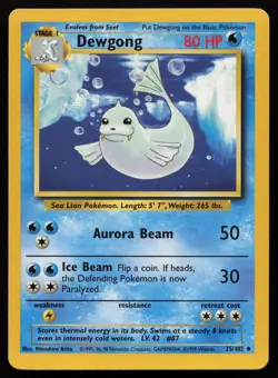 Dewgong 25/102 Uncommon Base Set Unlimited Pokemon NM - Image 1