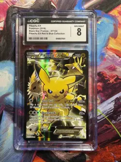 CGC 8 NM MINT Pikachu EX XY124 XY Black Star Promo Holo Full Art 2016 Pokemon - Image 1