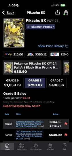 CGC 8 NM MINT Pikachu EX XY124 XY Black Star Promo Holo Full Art 2016 Pokemon - Image 4