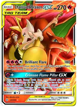 Moderately Played Charizard & Braixen Tag Team GX - 22/236 - Ultra Rare Pokemon - Image 1