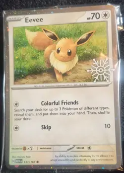 Eevee 133/165 Cosmos Holo Sealed Stamped Pokemon TCG 2025 Holiday Calendar - Image 1
