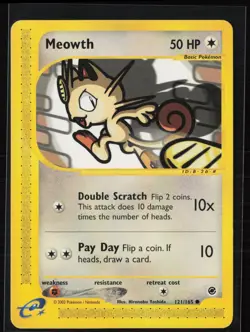 Meowth 121/165 Common Expedition Base Set Pokemon Lightly Played - Image 1