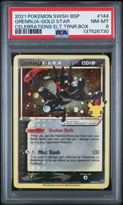 2021 POKEMON SWSH BLACK STAR PROMO #144 GRENINJA-GOLD STAR PSA 8 - Image 1