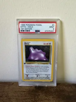 1999 POKEMON FOSSIL 1ST EDITION #3 DITTO-HOLO PSA 9 - Image 1