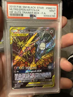 Pokemon 2019 P.M SM Black Star Moltres Zapdos Articuno GX Promo SM210 PSA 9 - Image 1