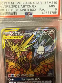 Pokemon 2019 P.M SM Black Star Moltres Zapdos Articuno GX Promo SM210 PSA 9 - Image 2