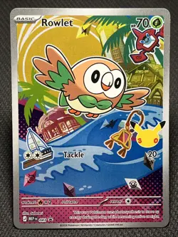 Pokemon TCG Rowlet 043 Mega Evolution Promo Holo First Partner Illustration - Image 1
