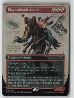 Magmablood Archaic (Borderless) 295 Rare Secrets of Strixhaven Foil Near Mint - Image 1
