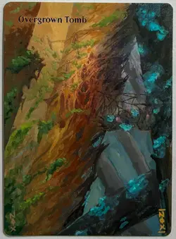 Hand-painted MTG alter | Overgrown Tomb | textless NOX altered art - Image 1