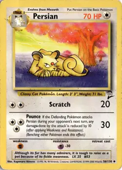 Persian 056/130 Base Set 2 Pokemon Card TCG - Image 1