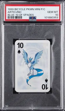 1999 BICYCLE POKEMON MINI PLAYING CARDS BLUE DECK 10 OF SPADES ARTICUNO PSA 10 - Image 1