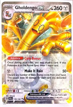 Gholdengo ex 139/182 SV04: Paradox Rift Holo Pokemon 2023 Double Rare NM - Image 2