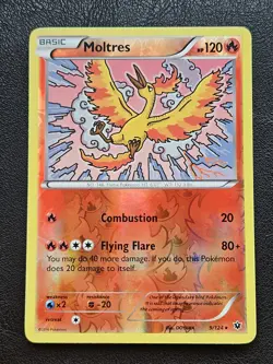 2016 Pokemon TCG XY Fates Collide Moltres Reverse Holo Rare 9/124 NM - Image 1