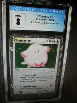 CGC 8.0 NM/Mint Chansey EX 96/109 Holo Rare Ex Ruby & Sapphire Pokemon Card - Image 2