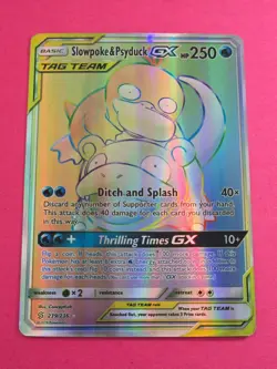 Pokemon Slowpoke & Psyduck GX TAG TEAM Secret Rare Holo 239/236 Sm-Unified Mind… - Image 1