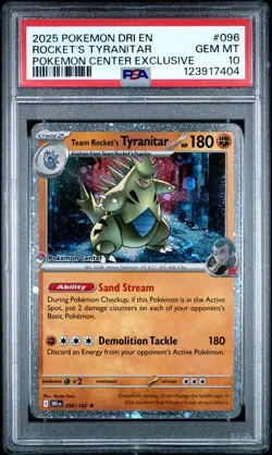 2025 POKEMON DRI EN-DESTINED RIVALS #096 TEAM ROCKET'S TYRANITAR PSA 10 - Image 1